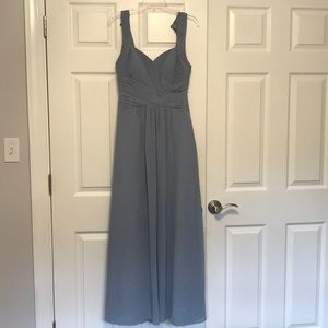 Floor length dusty navy formal dress